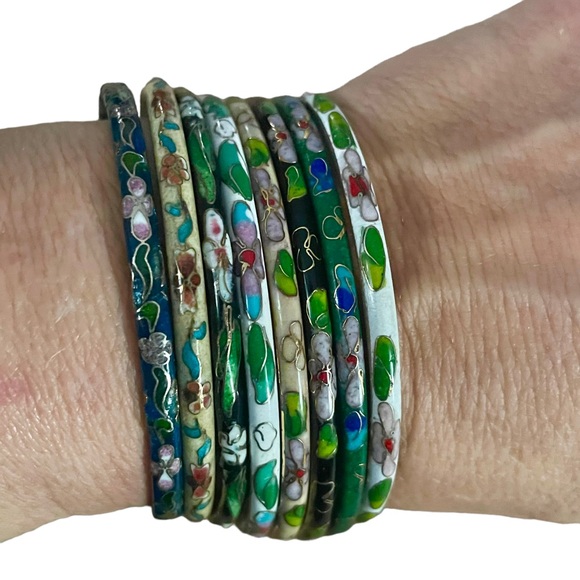 8 Vintage cloisonné bangle bracelets - Picture 4 of 4